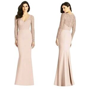 Long Sleeve Lace & Chiffon A-Line Gown
DESSY COLLECTION - Suede Rose